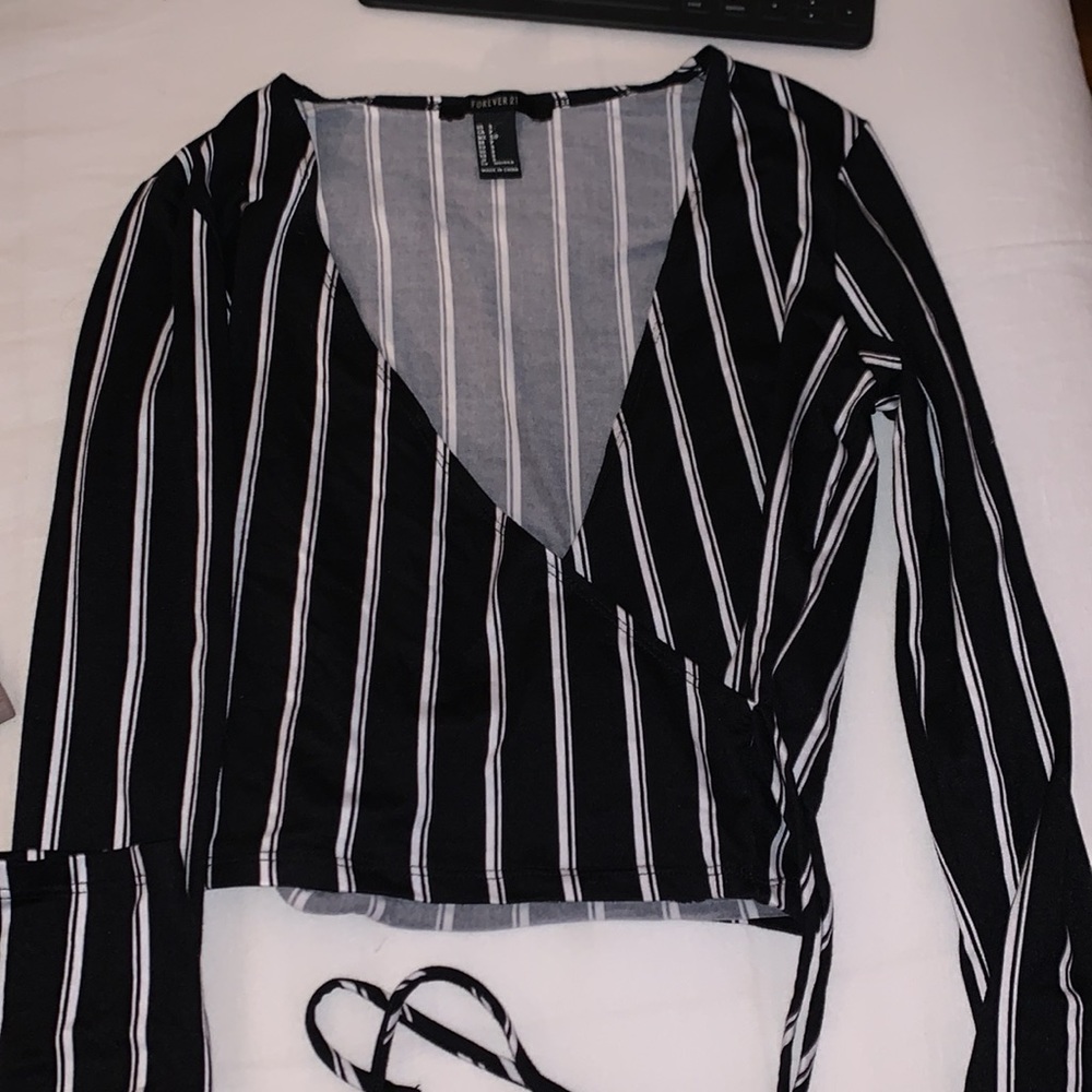Black and white striped blouse